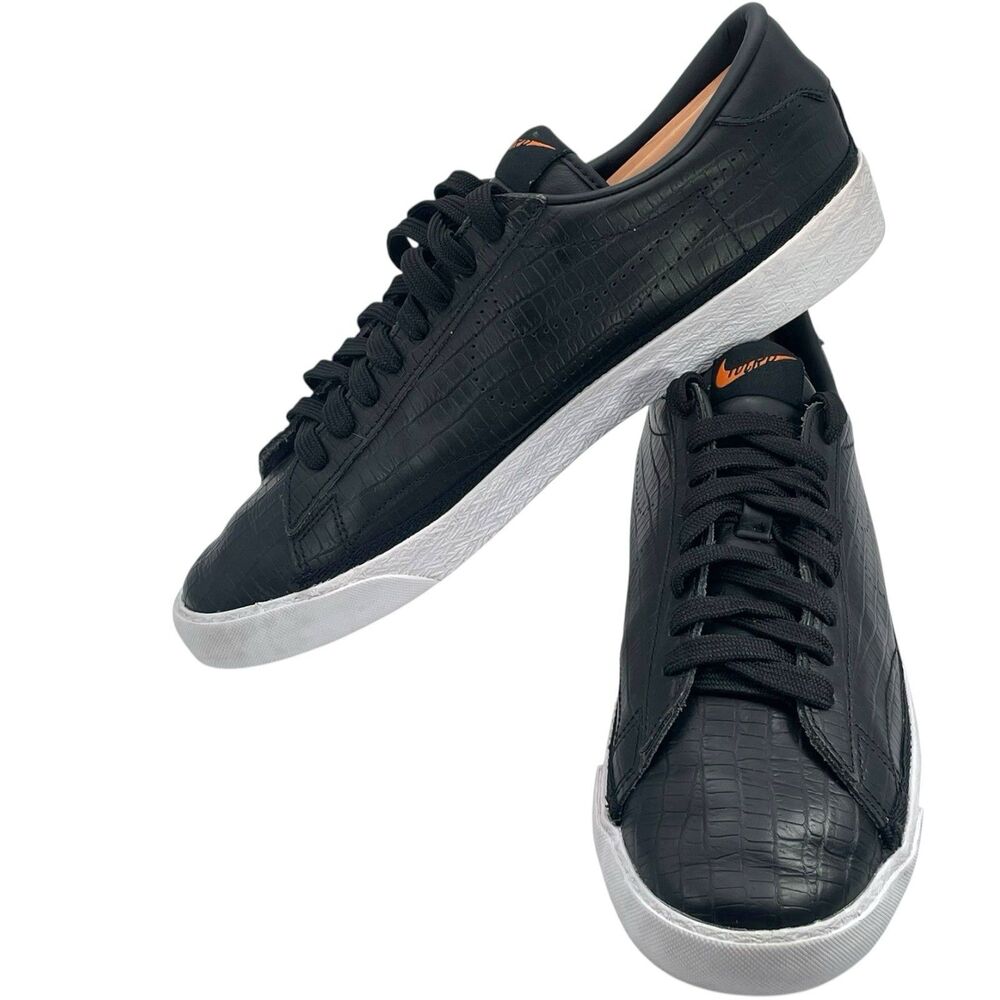 Nike Blazer Low Premium Croc Black White Men’s Size 9.5 Casual Sneakers - Picture 6 of 7